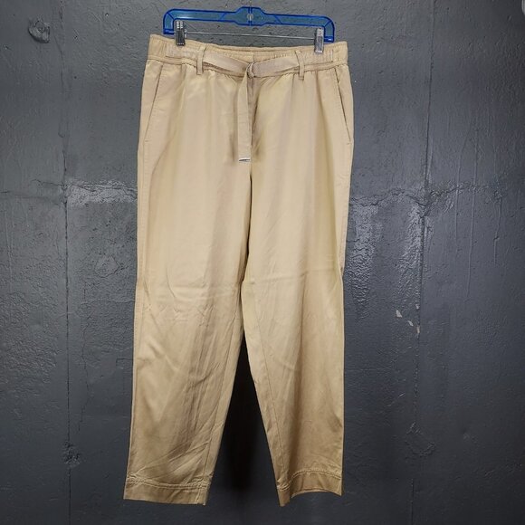 Lafayette 148 Ankle Pants Large Urbane Satin Cloth Dekalb Pull-On D-Ring Belt - Picture 2 of 16